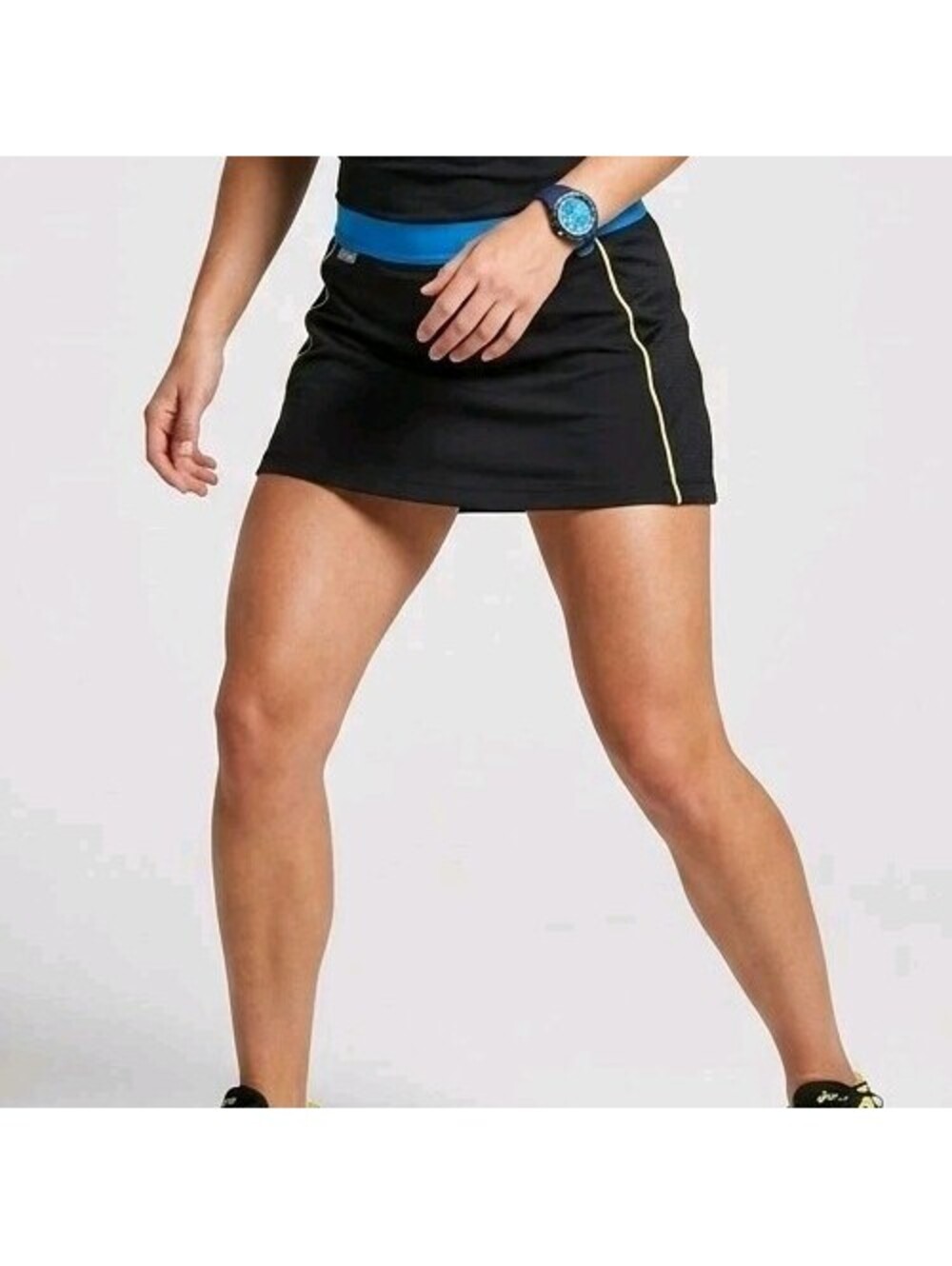 TAIL Tech Women's Athletic Tennis Skirt Skort Black Blue Yellow Trim Size M